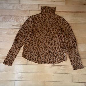 Anthropologie Women’s Sweater Puff Sleeve Turtleneck Orange Lightweight, Size: L